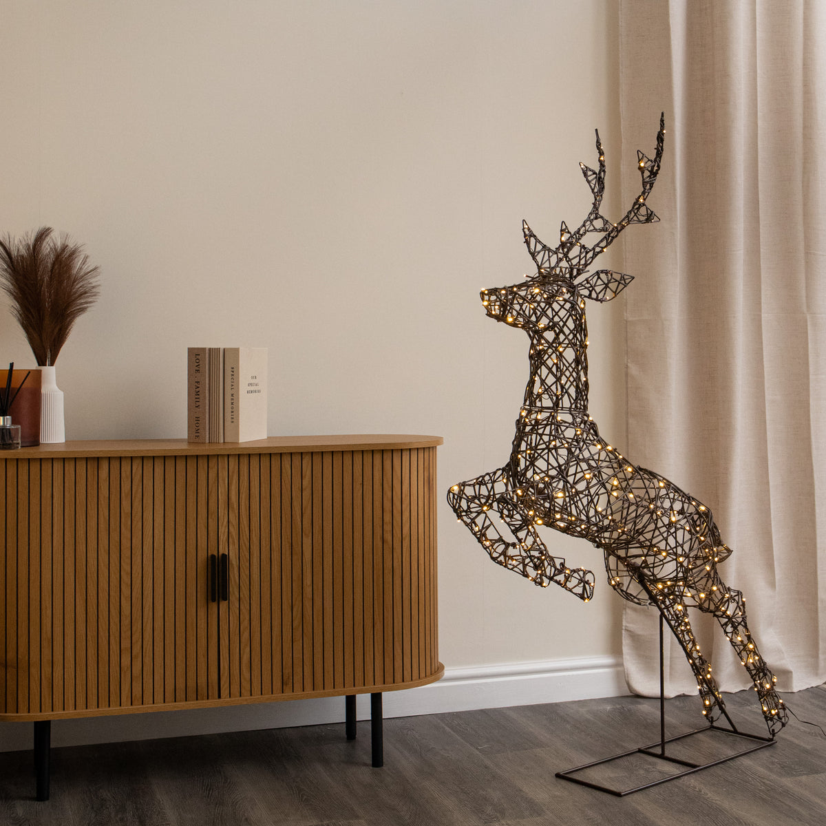 1.5m Light Up Prancing Stag Christmas Reindeer with 260 Warm White LEDs