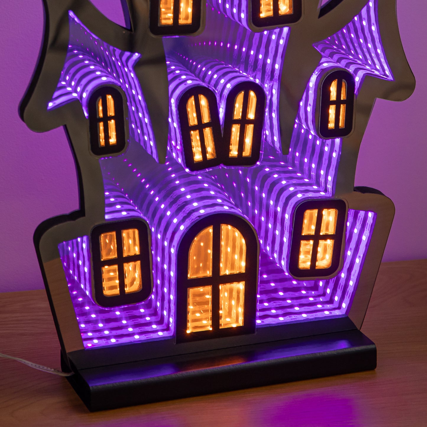 39cm Light up Halloween Haunted House Infinity Light Decoration with LEDs