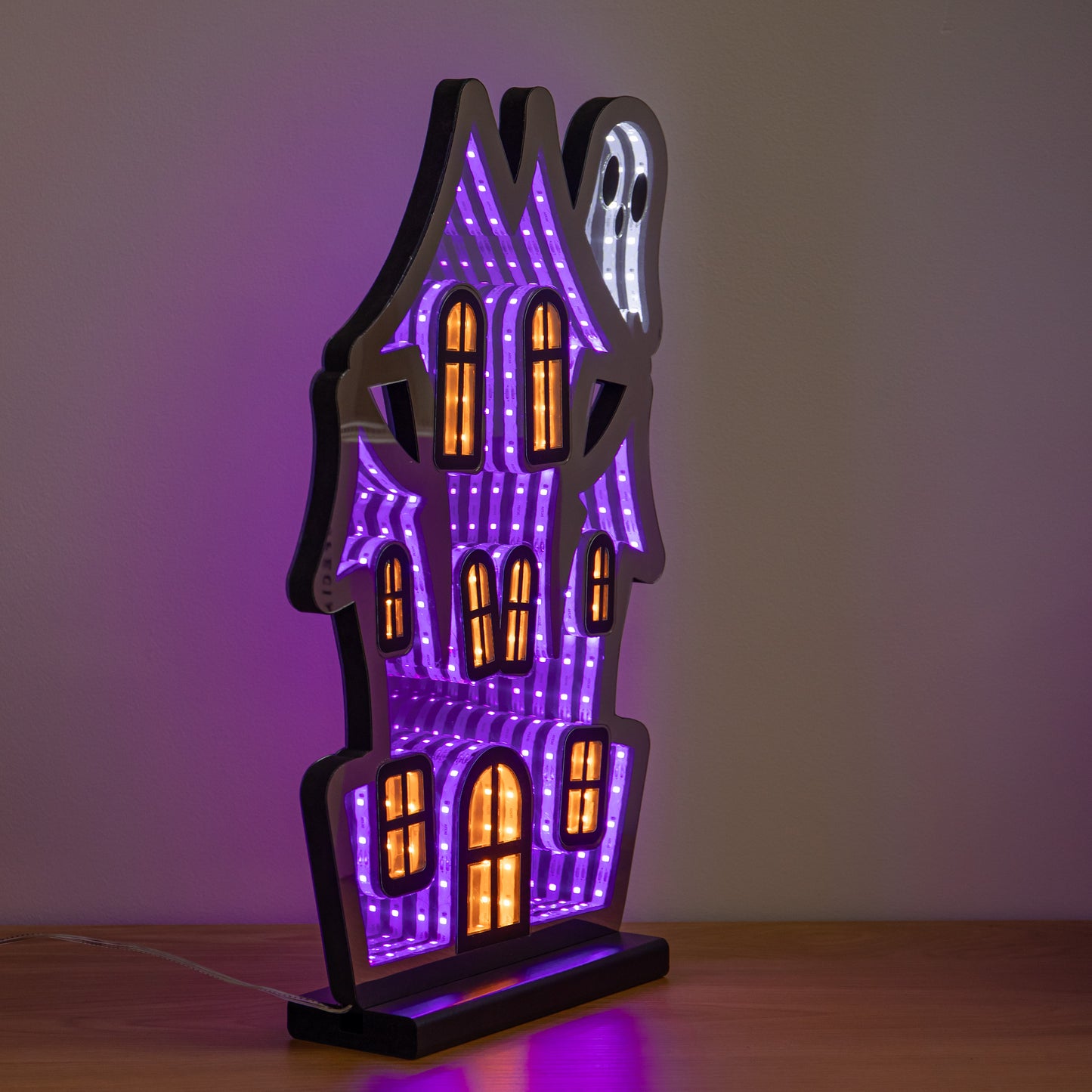 39cm Light up Halloween Haunted House Infinity Light Decoration with LEDs