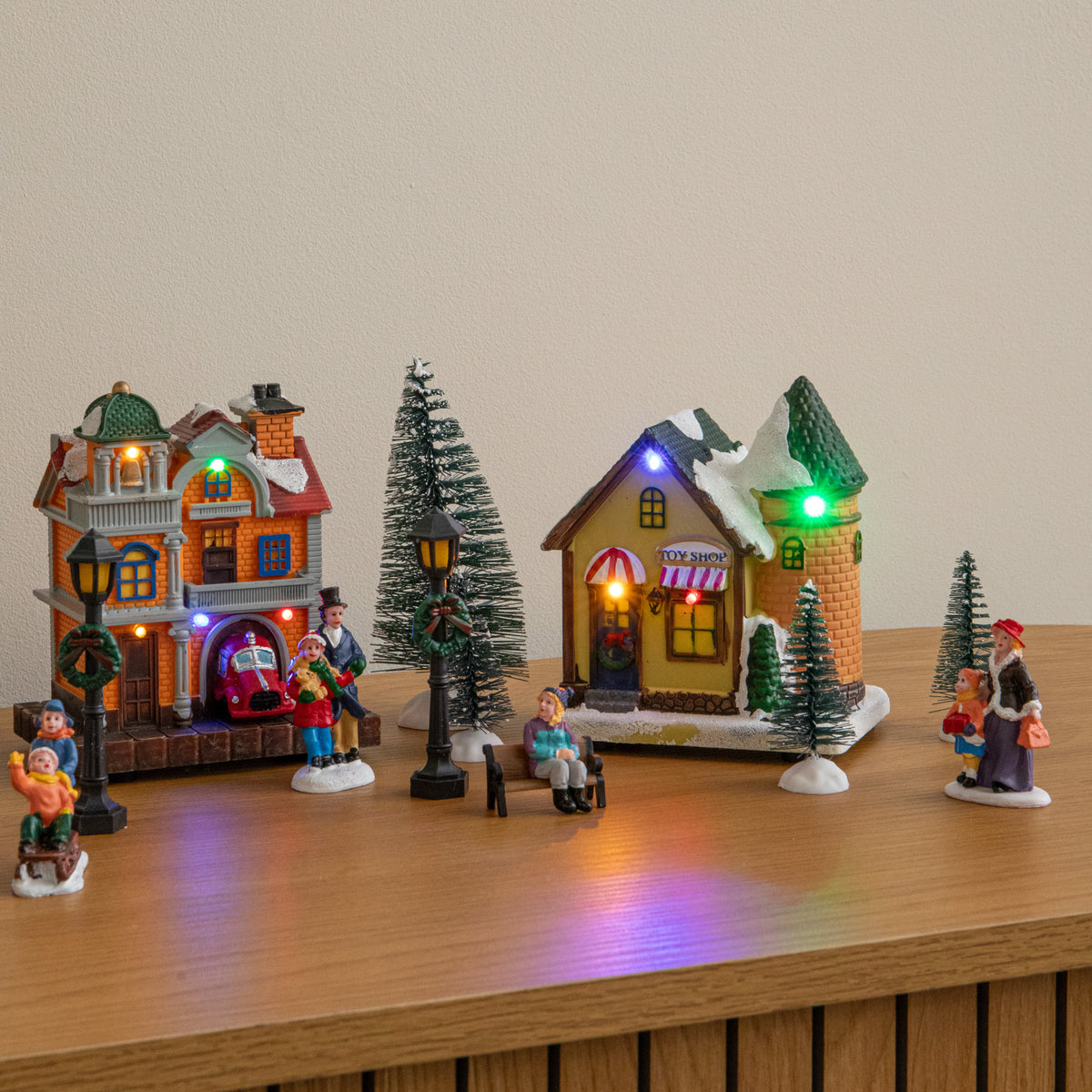 17 Piece Light Up Musical Christmas Avenue Village Scene