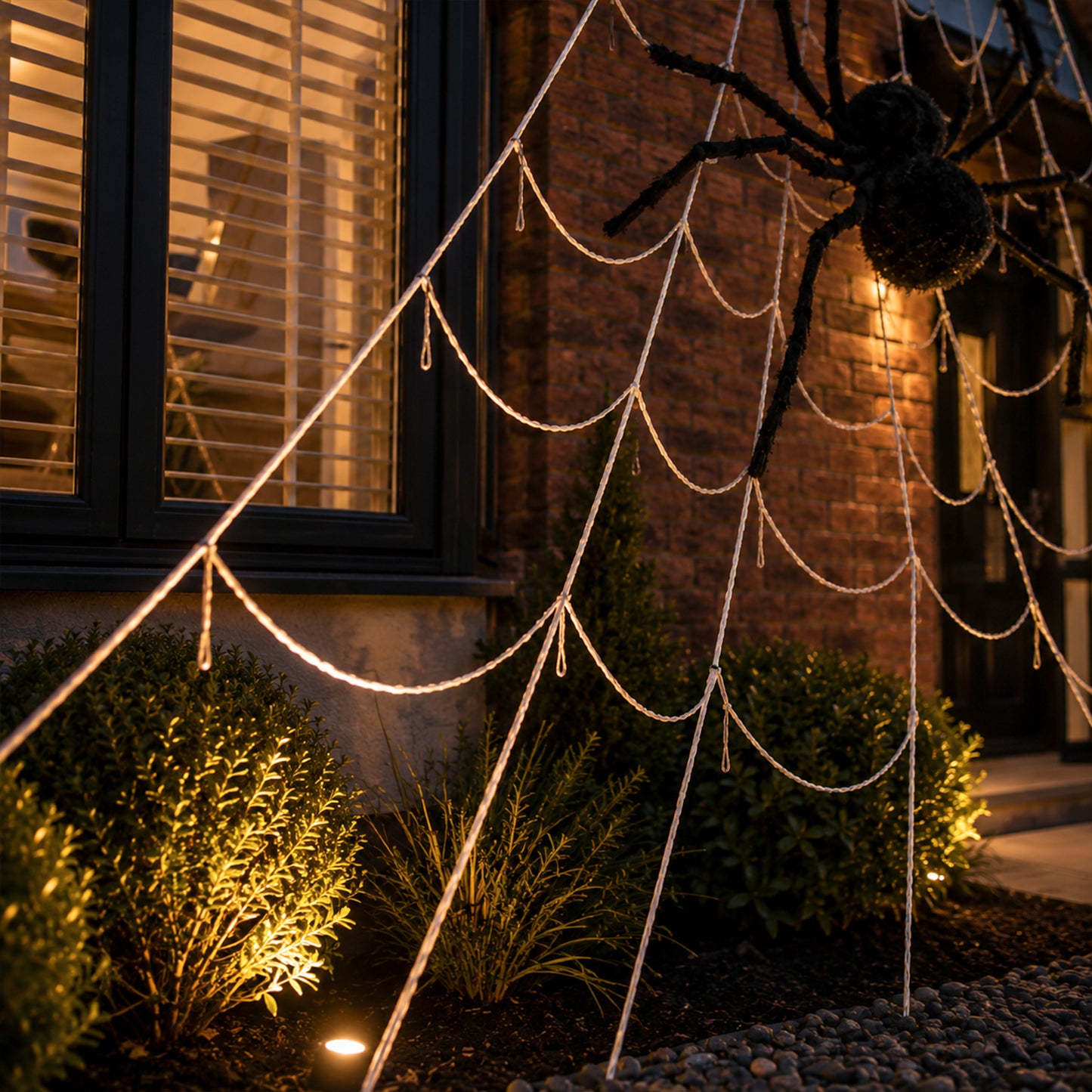 5m Outdoor Mega Spider Web with Black Spider Halloween Decoration