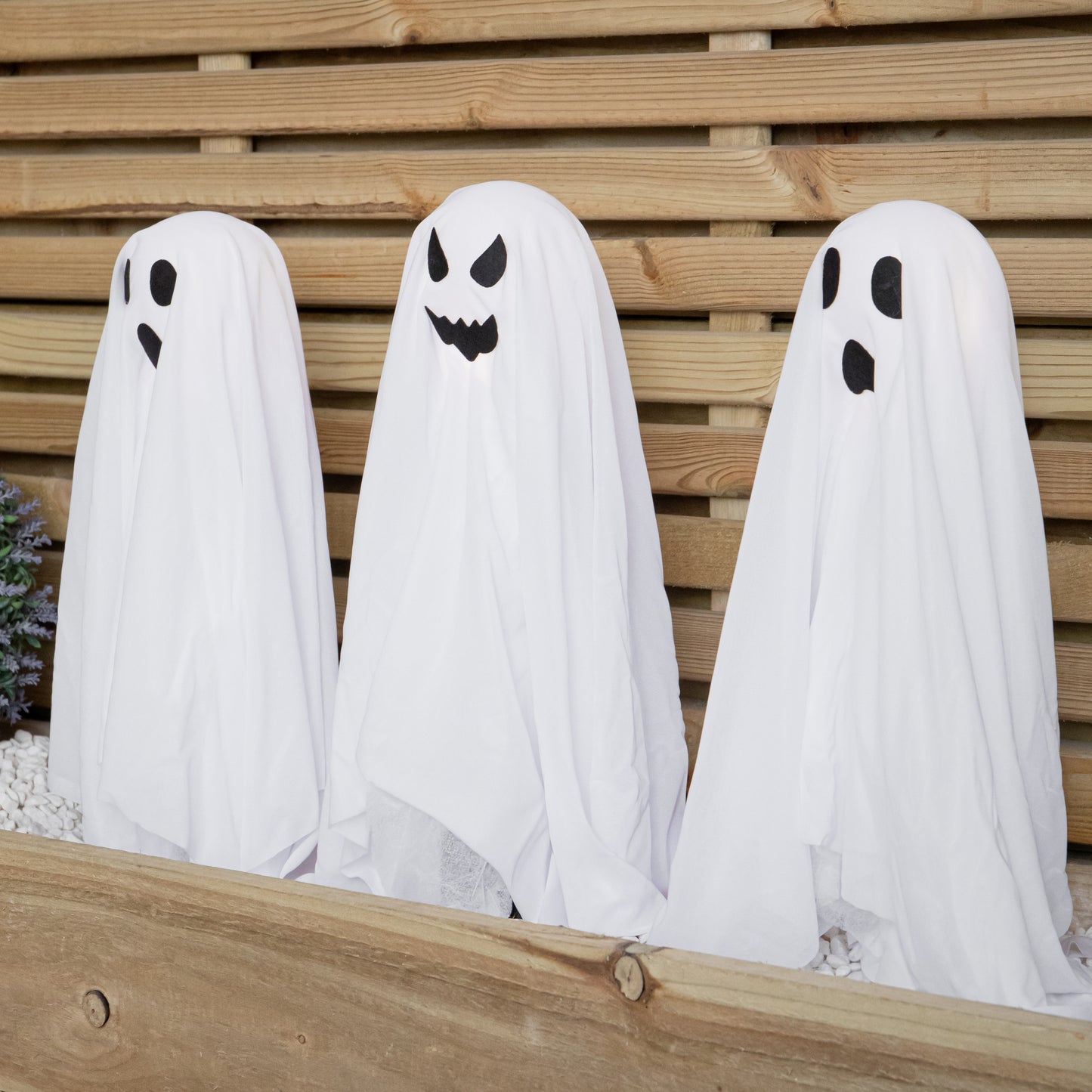 51cm Set of 3 Battery Powered Light up Ghost Halloween Path Lights with LEDs