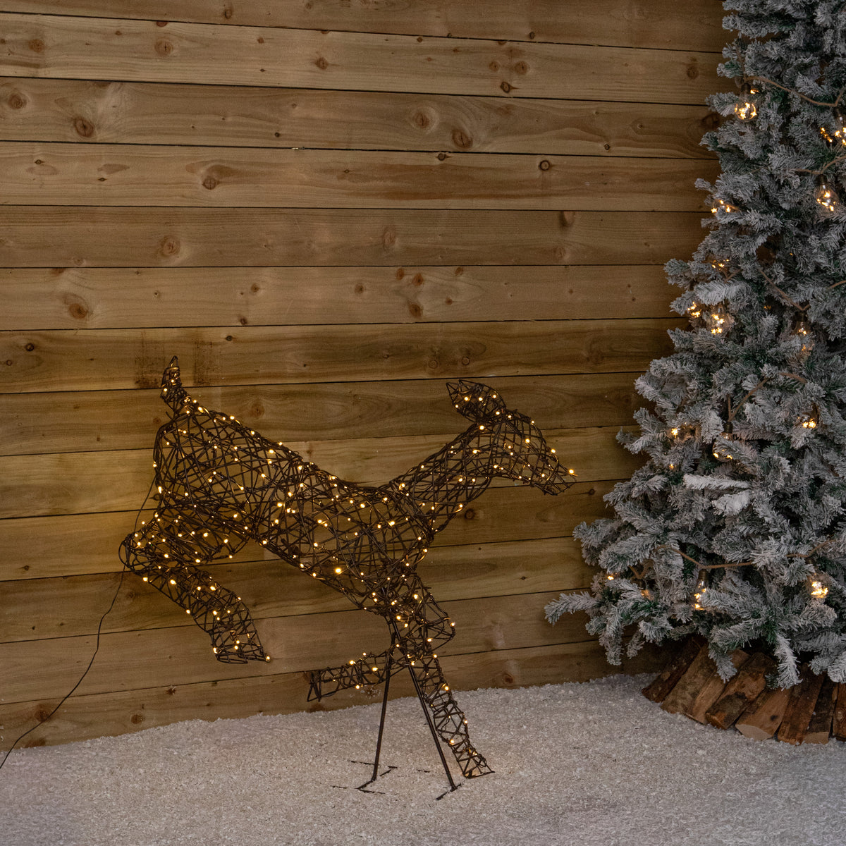 1m Light Up Prancing Doe Christmas Reindeer with 220 Warm White LEDs & Timer