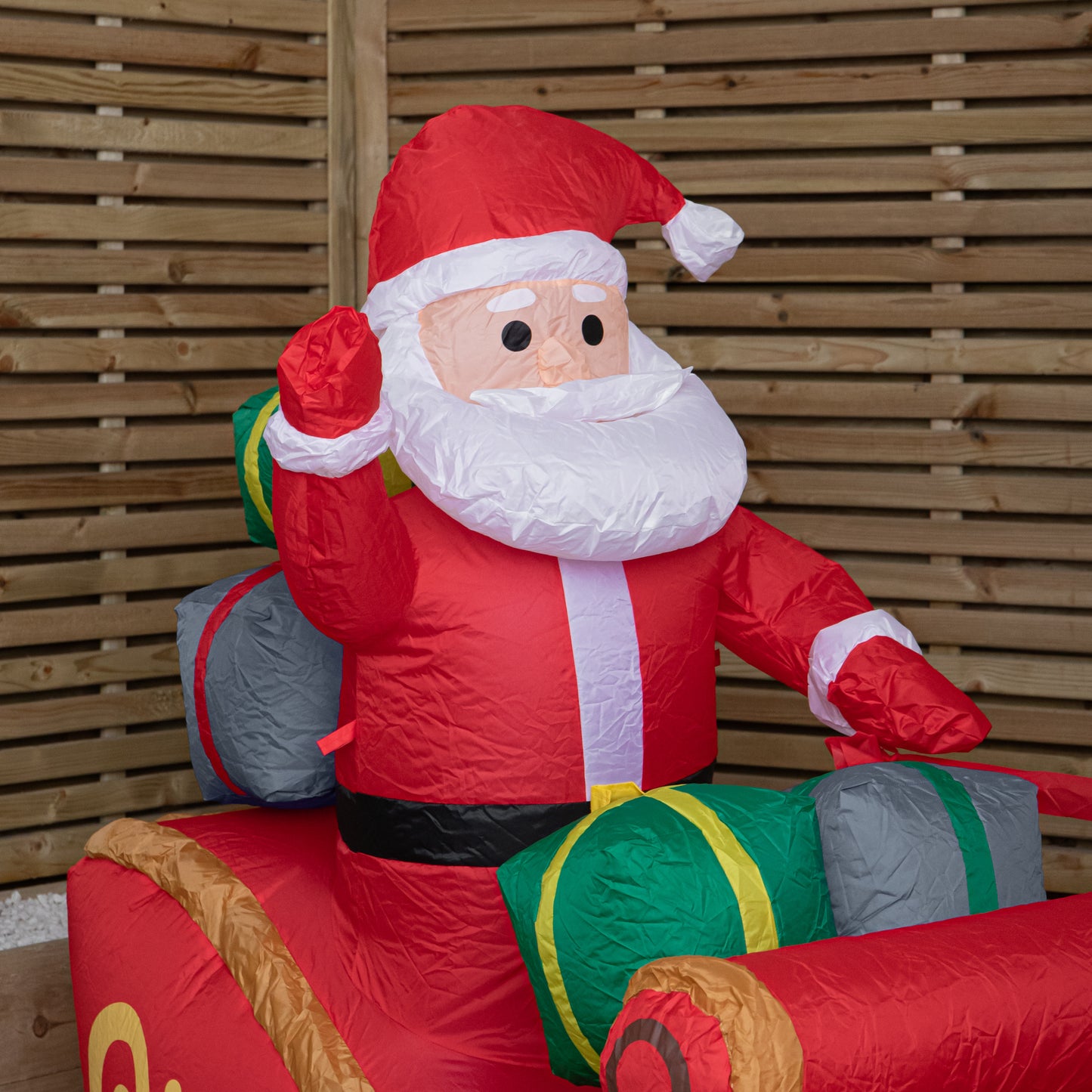 2.4m (8ft) Light up Santa Sleigh with Reindeers Christmas Inflatable with LEDs