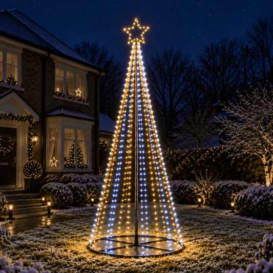 3m Light up Christmas Pyramid Cone Tree with 997 White & Warm White LEDs