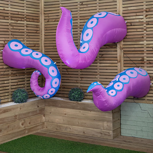 Set of 3 Light up Large Inflatable Octopus Tentacles Halloween Decoration with LEDs