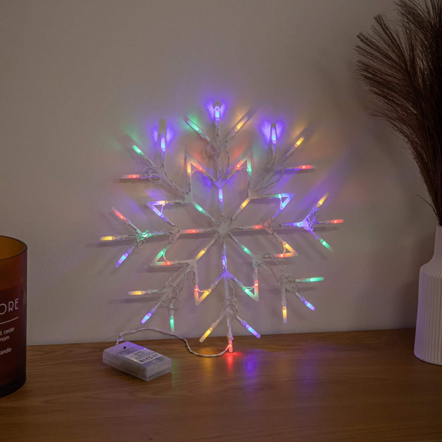 34cm Battery Operated Light up Christmas Snowflake with Multi-Coloured LEDs