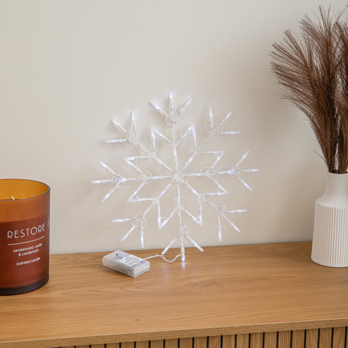34cm Battery Operated Light up Christmas Snowflake with White LEDs