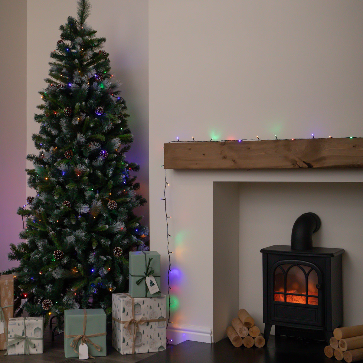 50m 500 LED Multi-Action Christmas String Lights in Multi-Coloured