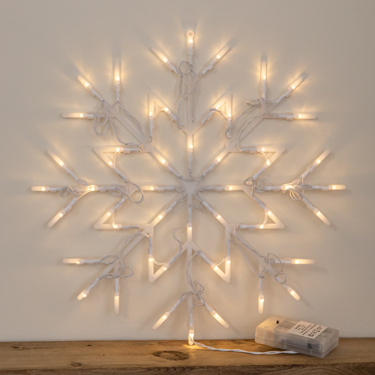 34cm Battery Operated Light up Christmas Snowflake with Warm White LEDs