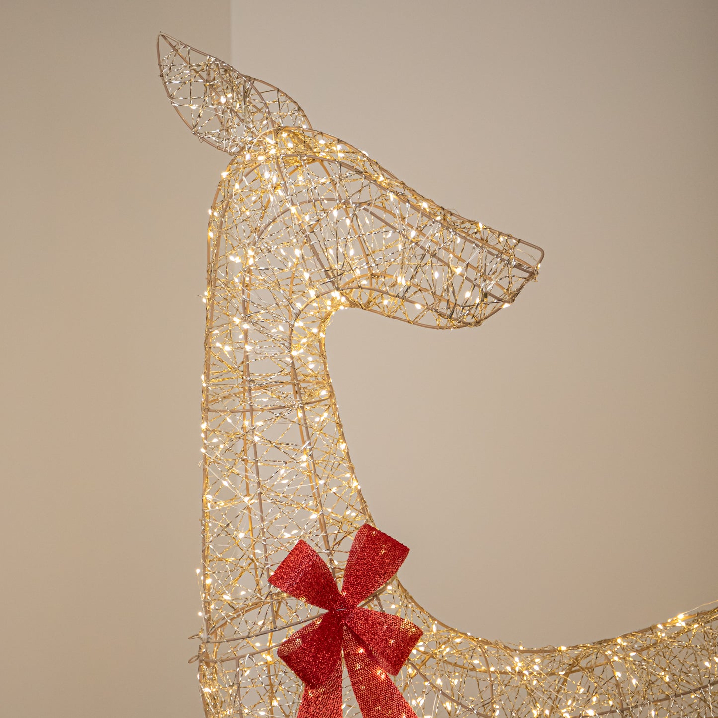 1.75m Light up Gold Twist Christmas Reindeer 880 Warm White LEDs