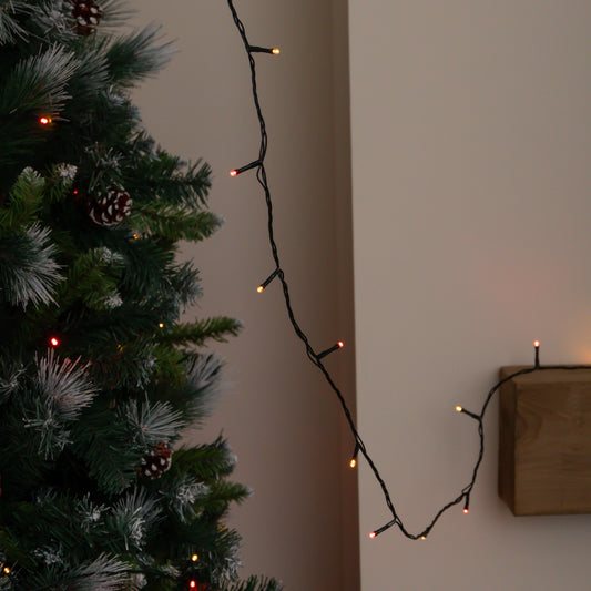 50m 500 LED Multi-Action Christmas String Lights in Antique White & Red