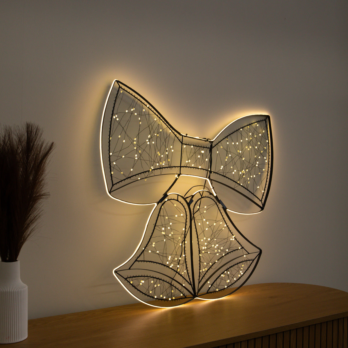 67cm Light up Halo Bow & Bows Christmas Decoration with Warm White LEDs