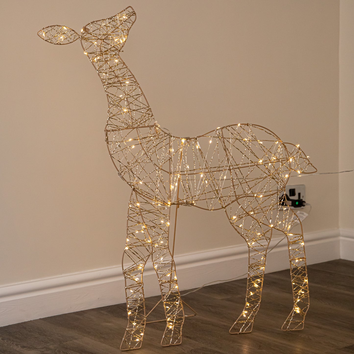 1m Light up Gold Twist Christmas Reindeer Family Set with 310 Warm White LEDs