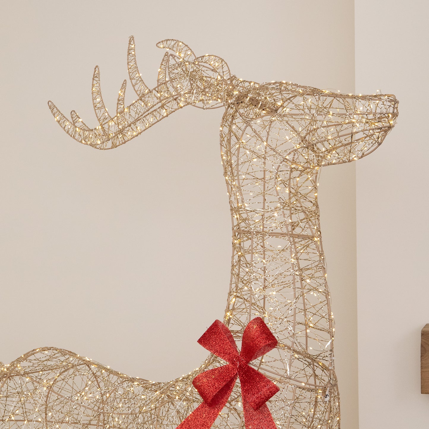 2m Light up Gold Twist Standing Christmas Stag 1000 Warm White LEDs