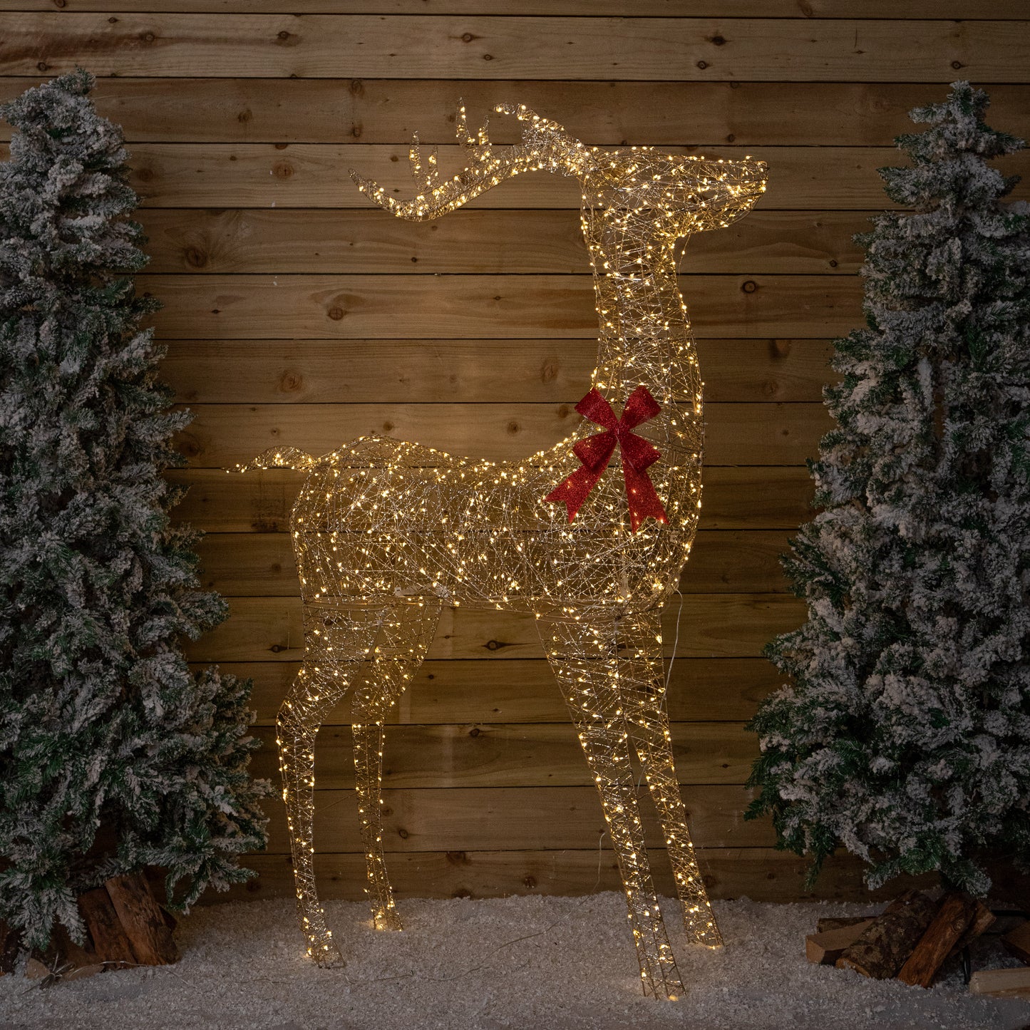2m Light up Gold Twist Standing Christmas Stag 1000 Warm White LEDs