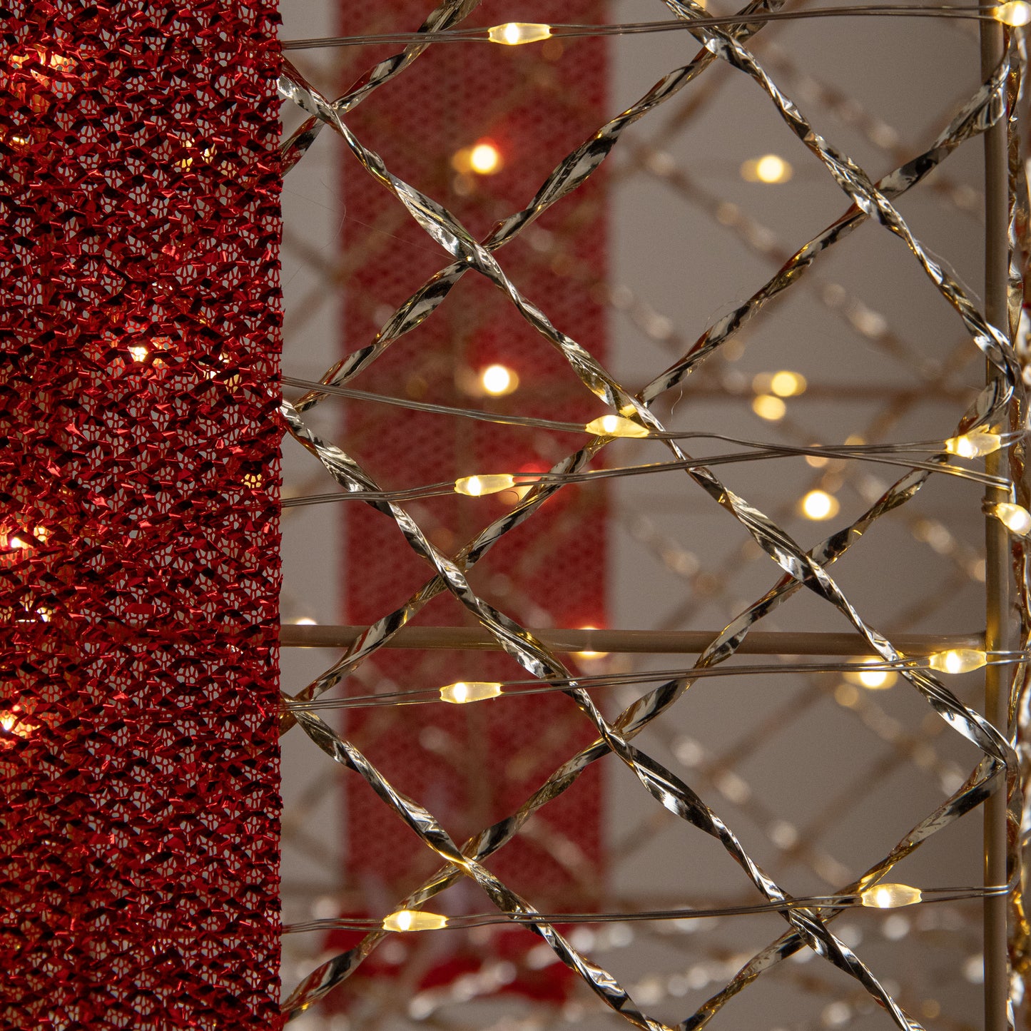 96cm Gold Light Up Christmas Parcel Stack with 500 Warm White LEDs & Timer