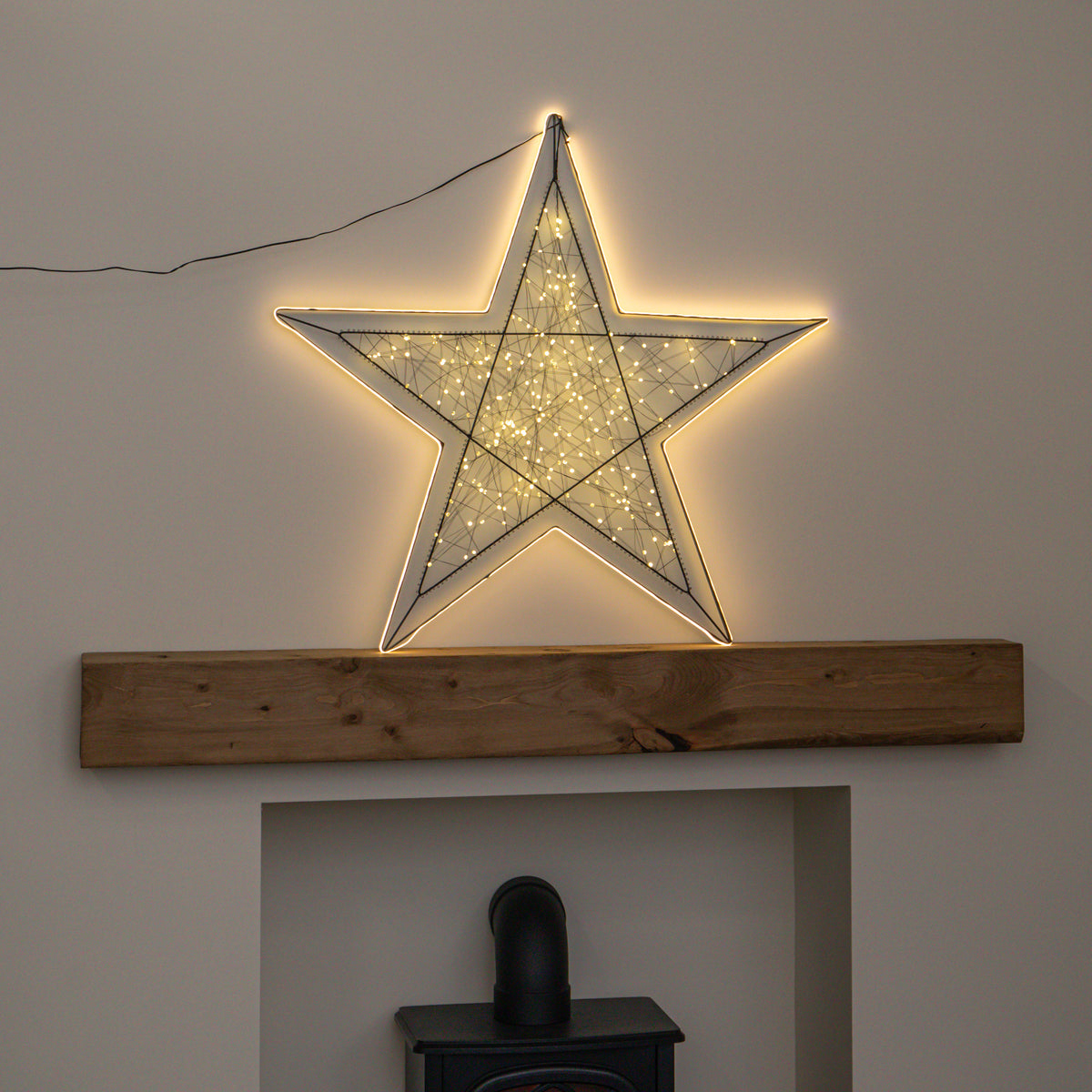 80cm Light up Halo Christmas Star Decoration with Warm White LEDs