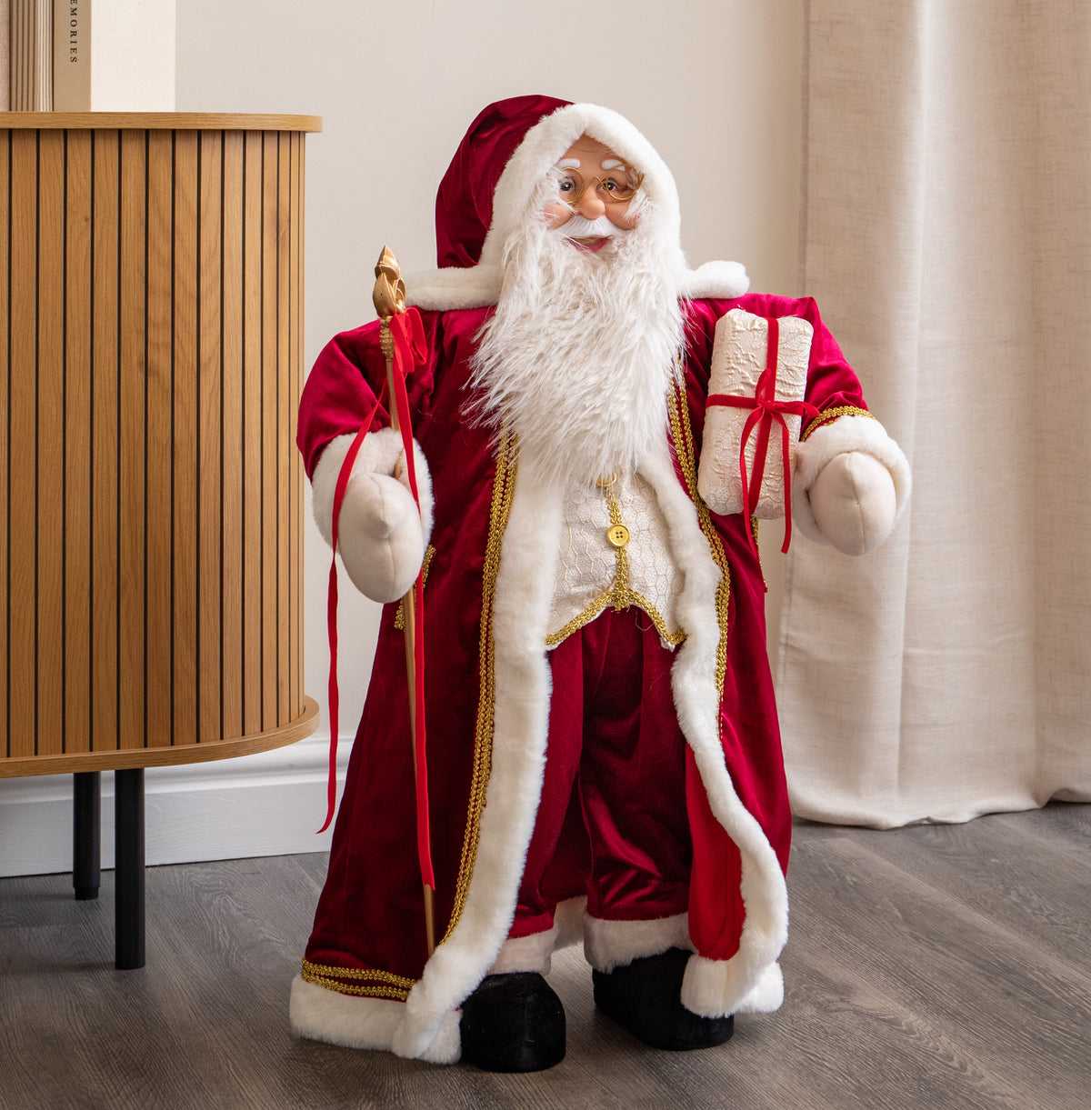 80cm Extra Large Regal Santa Claus Holding Present Christmas Decoration