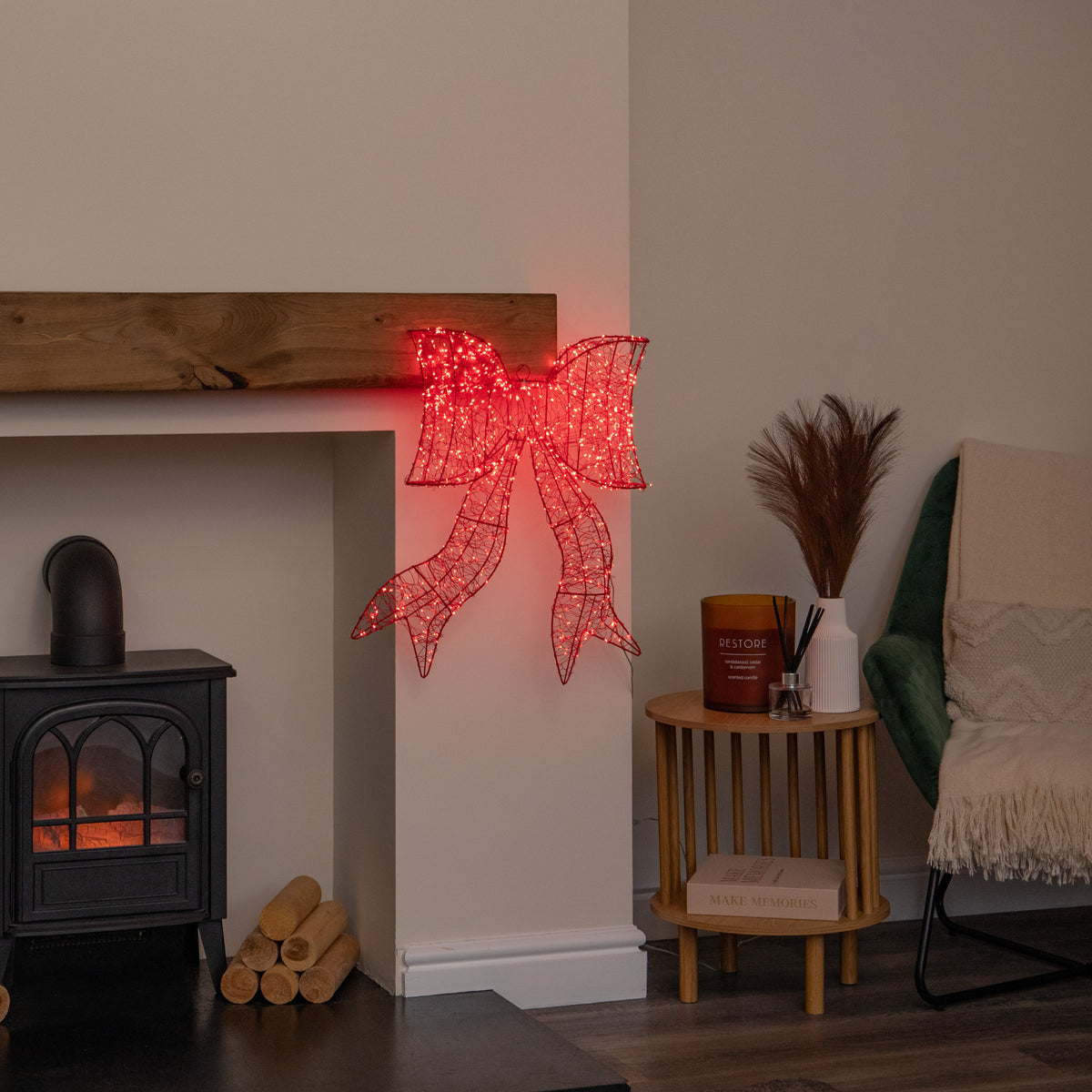 58cm Light up Red Galaxy Christmas Bow with 960 Red LEDs