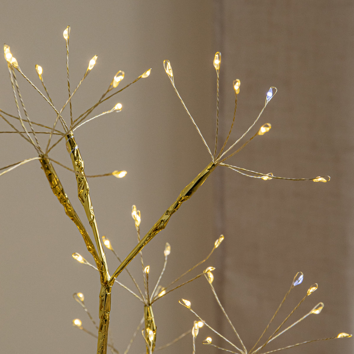 1.2m Golden Twinkling Christmas Twig Tree with 575 Warm White LEDs