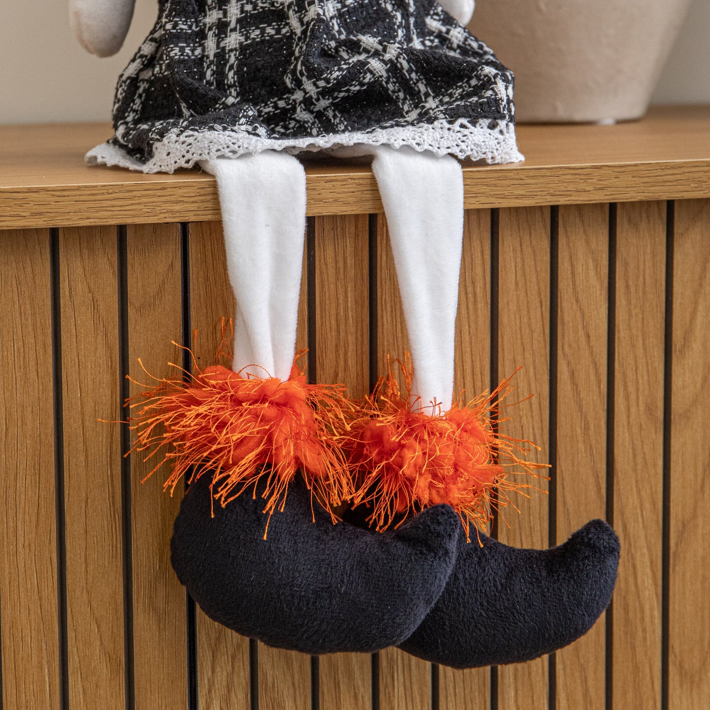 55cm Mrs Bones Seated Halloween Decoration with Dangly Legs