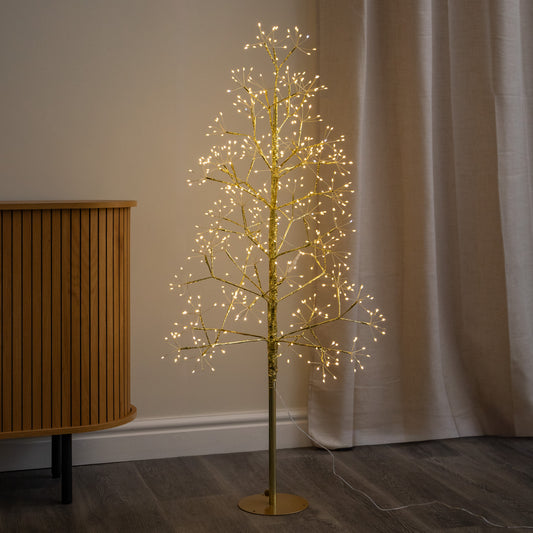 1.2m Golden Twinkling Christmas Twig Tree with 575 Warm White LEDs