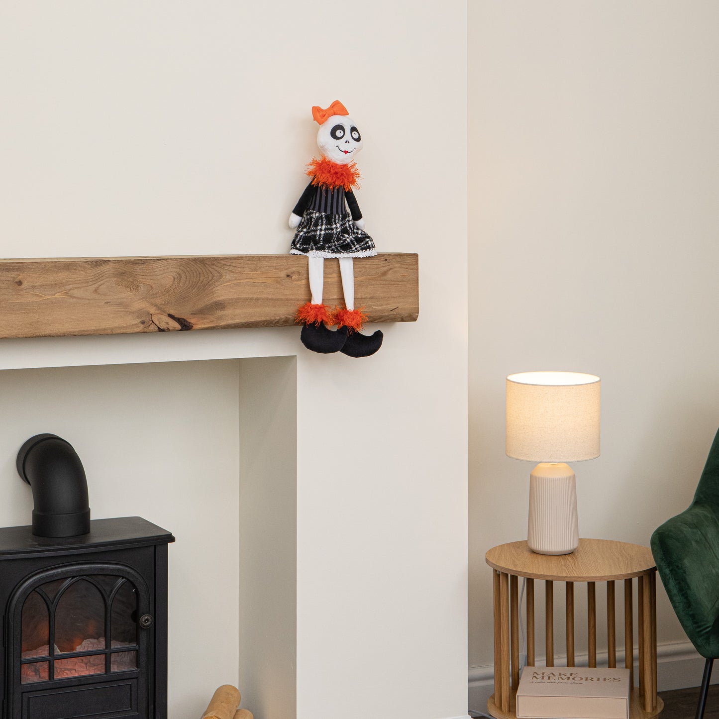 55cm Mrs Bones Seated Halloween Decoration with Dangly Legs