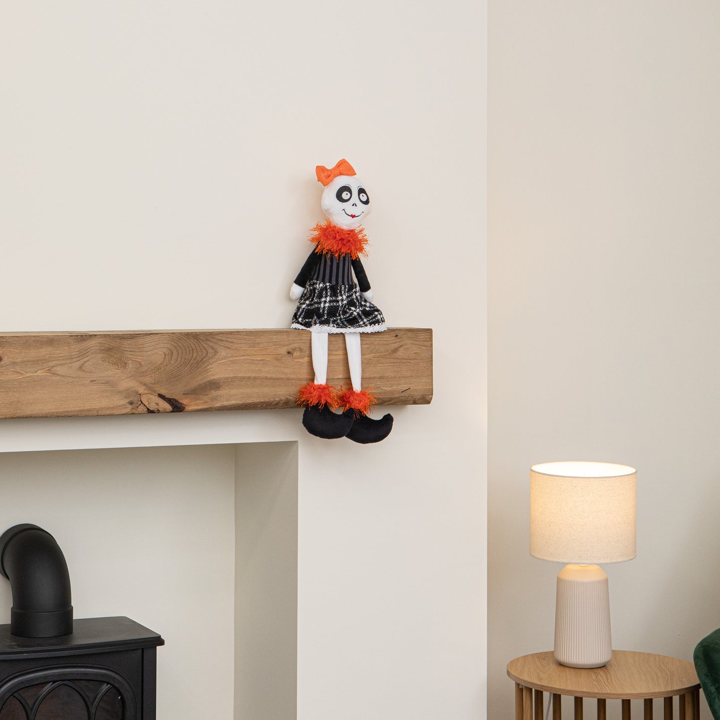 55cm Mrs Bones Seated Halloween Decoration with Dangly Legs