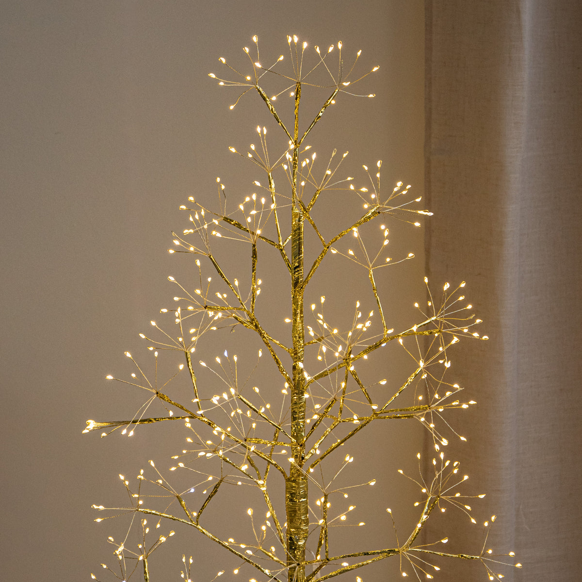 1.8m Golden Twinkling Christmas Twig Tree with 960 Warm White LED