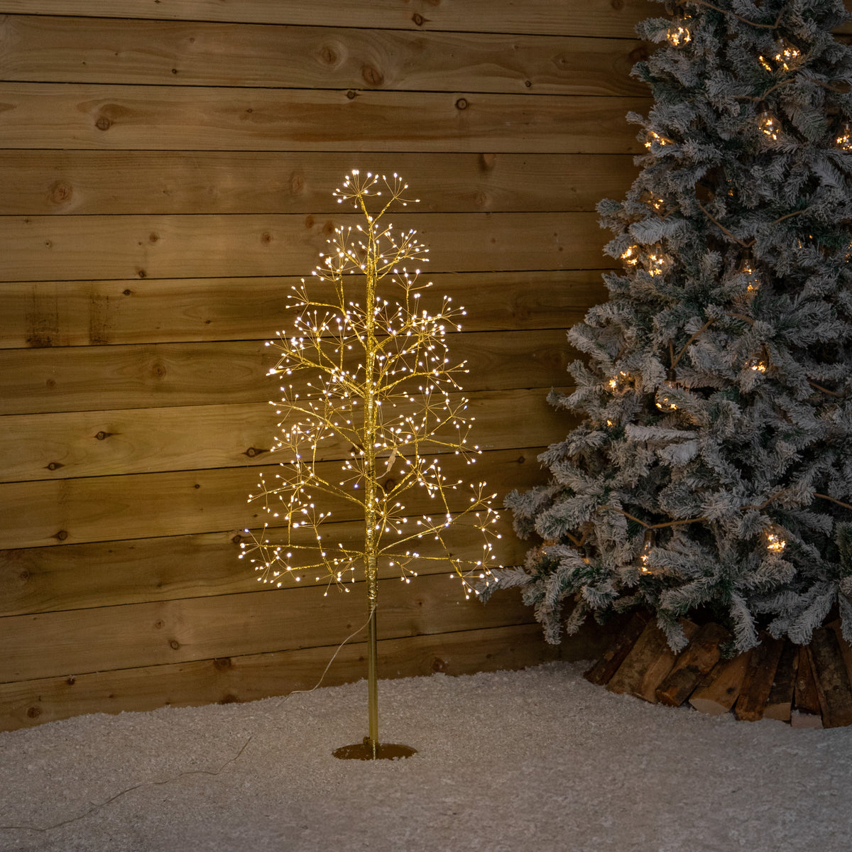 1.2m Golden Twinkling Christmas Twig Tree with 575 Warm White LEDs