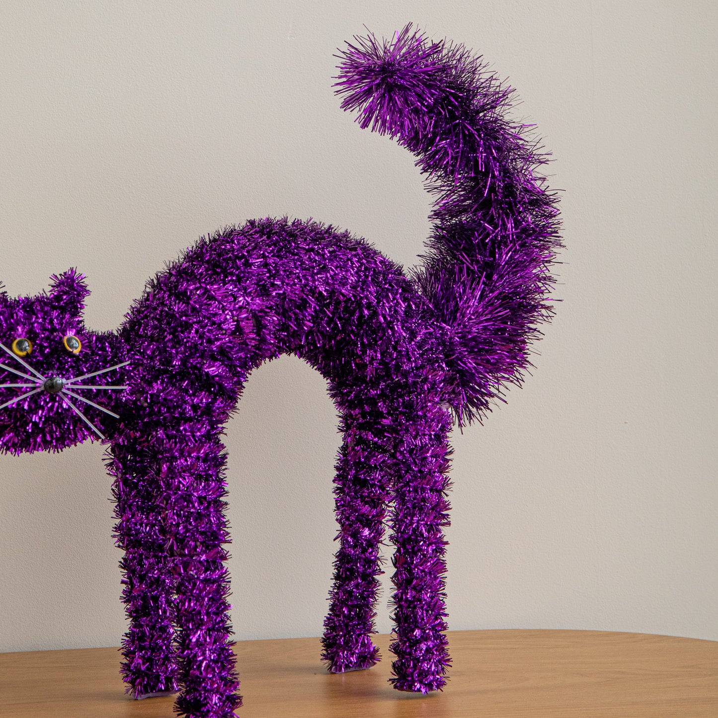 42cm Standing Scaredy Cat Halloween Decoration in Purple