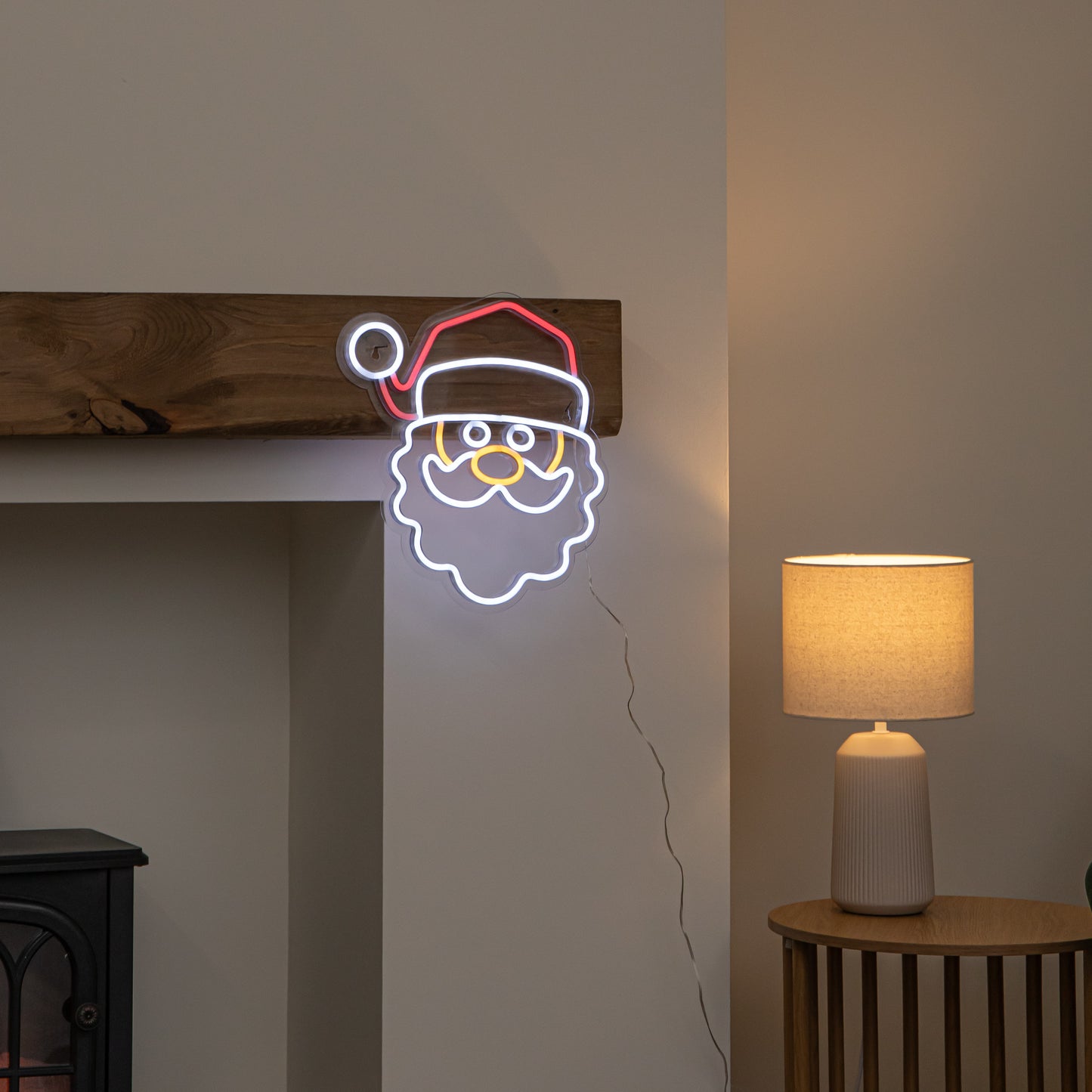 35cm Santa Neon-Style Light Up Christmas Decoration with USB Power Cable