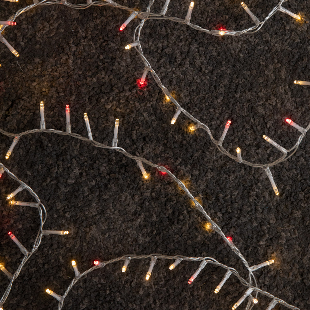 37.5m 1500 LED TreeBrights Christmas String Lights in Red & Warm White on Clear Cable