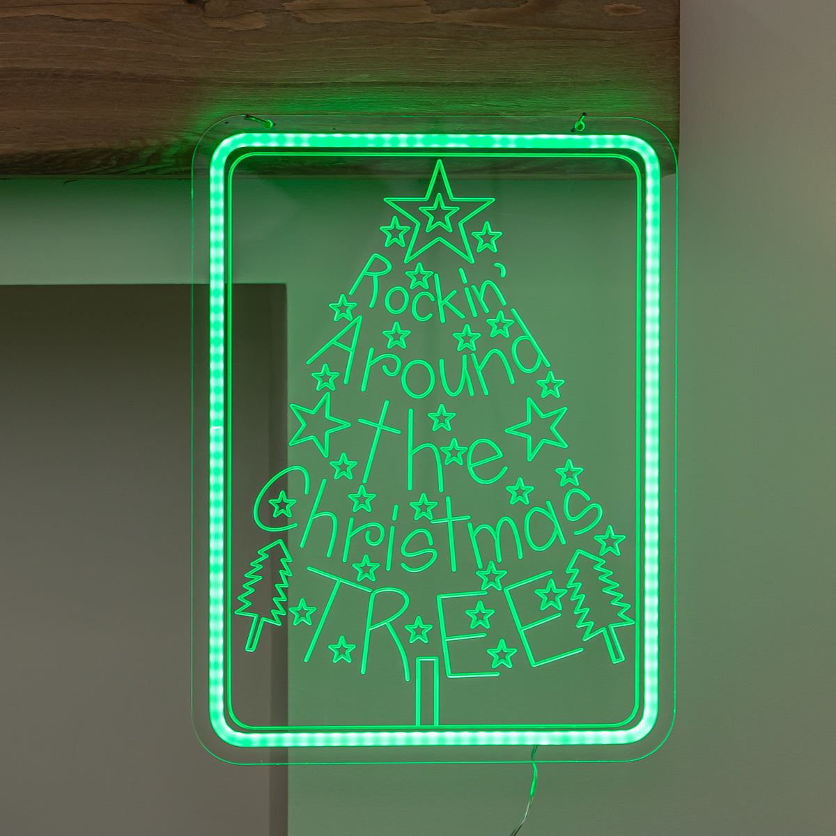 40cm USB Powered Green Neon Rockin' Around the Christmas Tree LED Sign