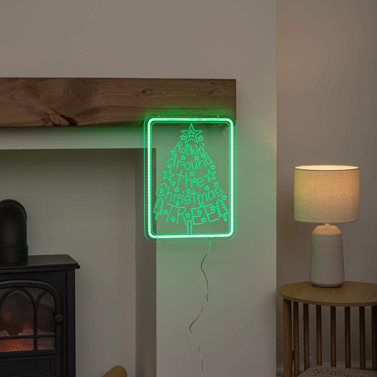 40cm USB Powered Green Neon Rockin' Around the Christmas Tree LED Sign