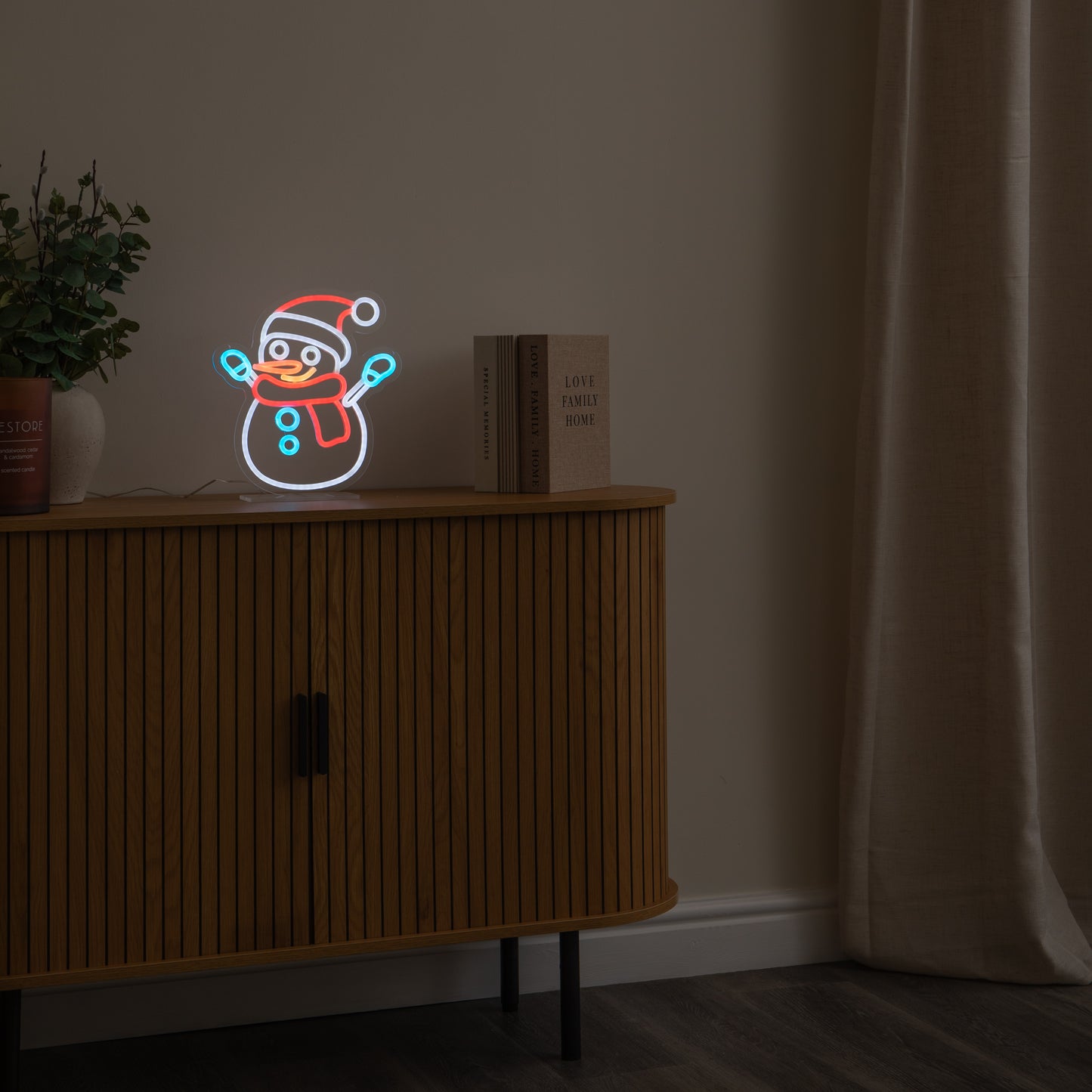 30cm Snowman Neon-Style Light Up Christmas Decoration with USB Power Cable