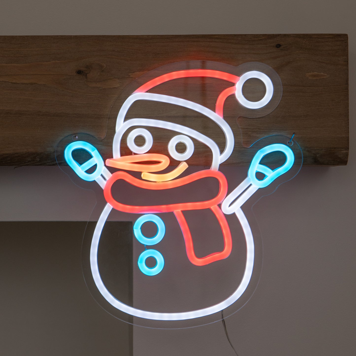 30cm Snowman Neon-Style Light Up Christmas Decoration with USB Power Cable