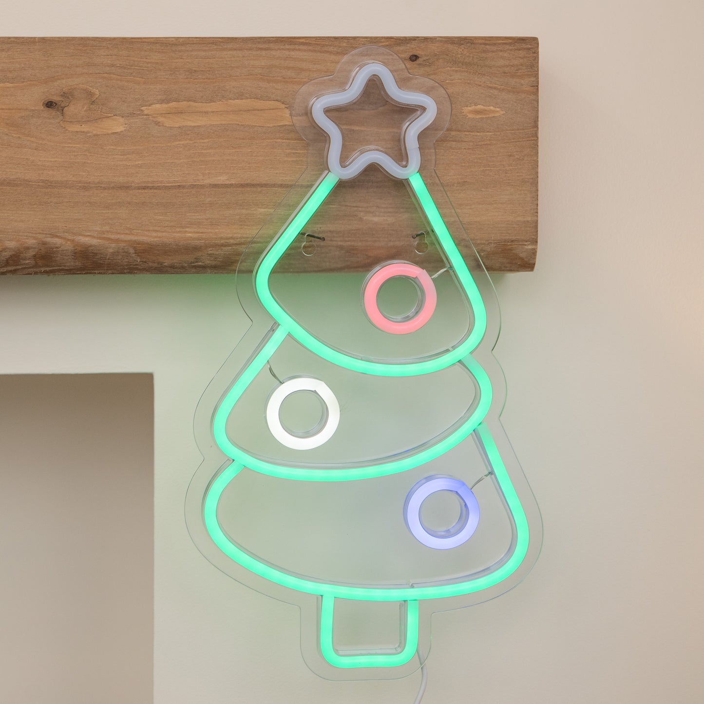 40cm Neon-Style Christmas Tree Light Up Decoration with Multi-Coloured LEDs