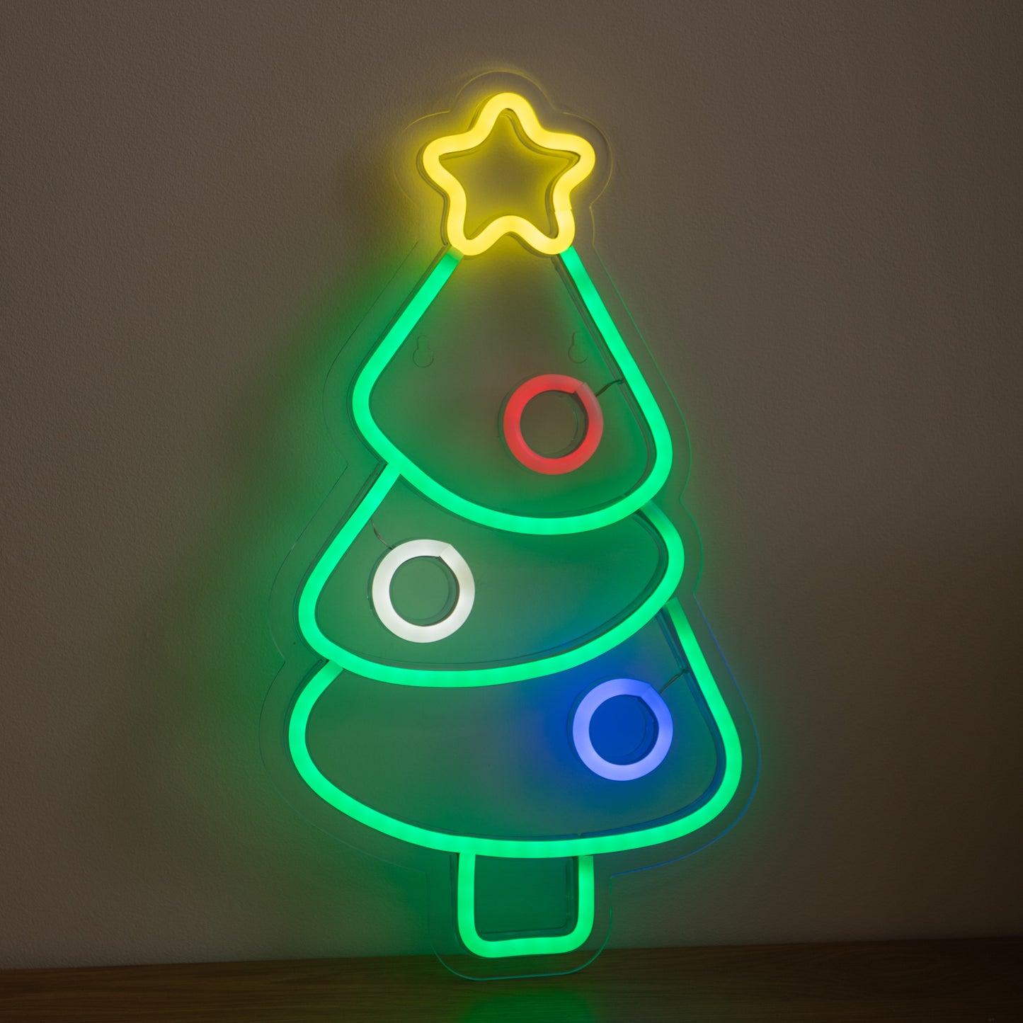 40cm Neon-Style Christmas Tree Light Up Decoration with Multi-Coloured LEDs