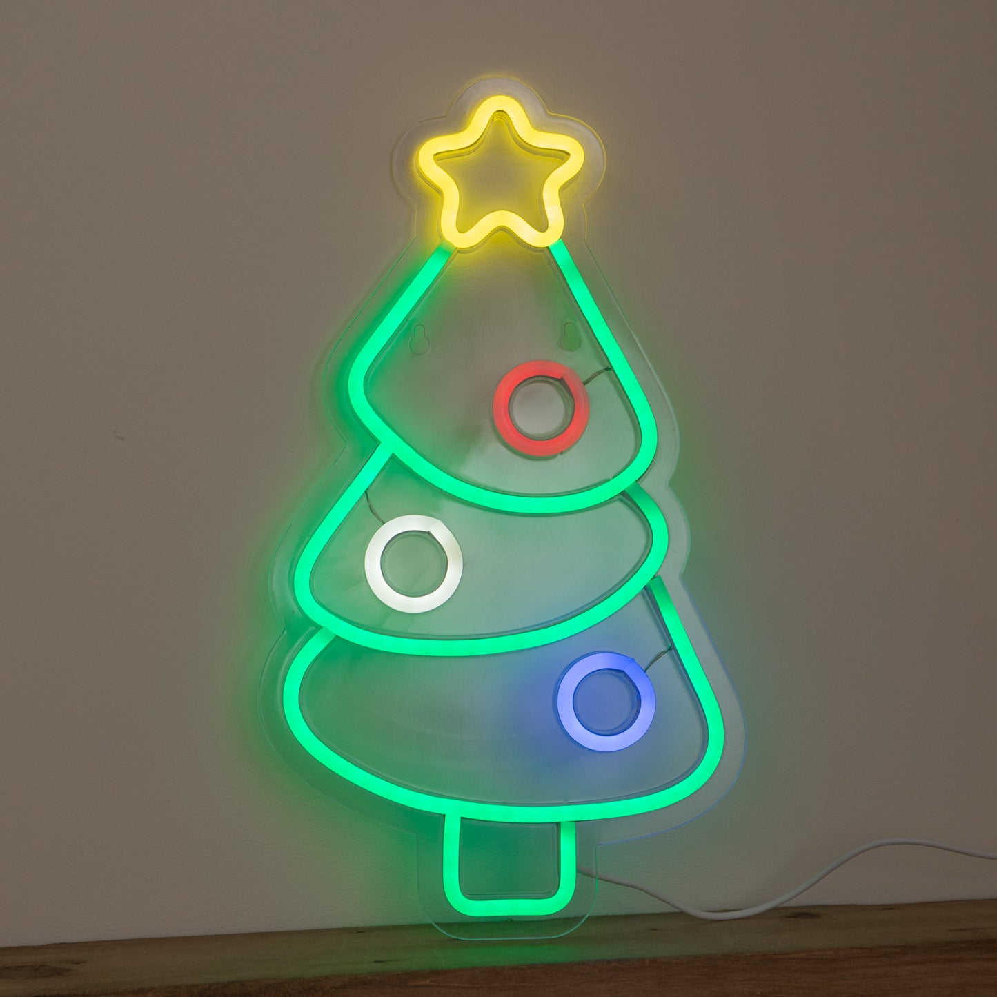 40cm Neon-Style Christmas Tree Light Up Decoration with Multi-Coloured LEDs