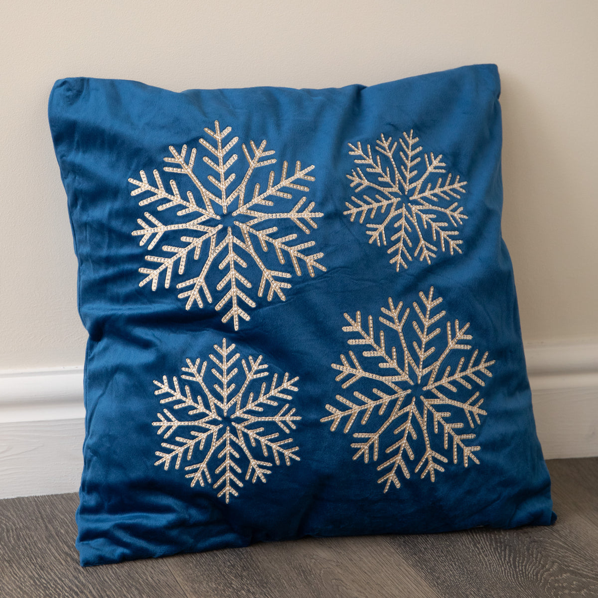 45cm Sapphire Snowflake Soft Christmas Decorative Cushion