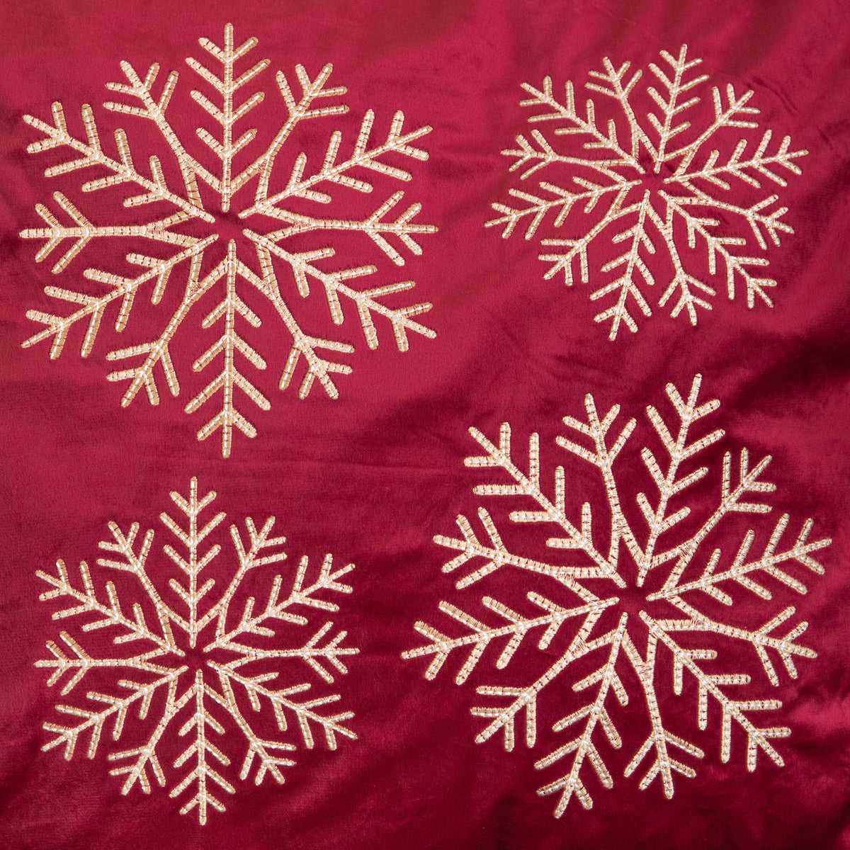 44cm Burgundy & Gold Snowflake Soft Christmas Cushion