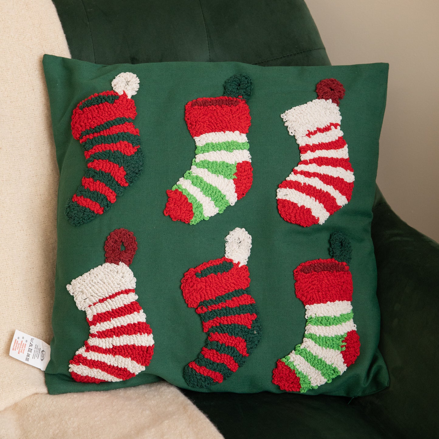 45cm Dark Green Soft Decorative Christmas Stocking Cushion