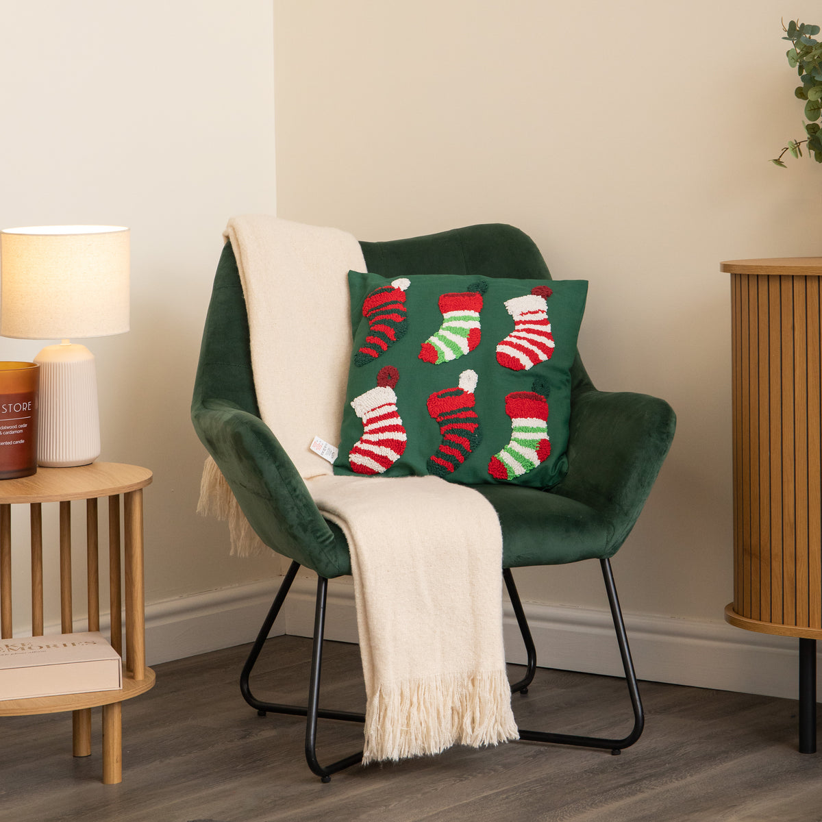 45cm Dark Green Soft Decorative Christmas Stocking Cushion