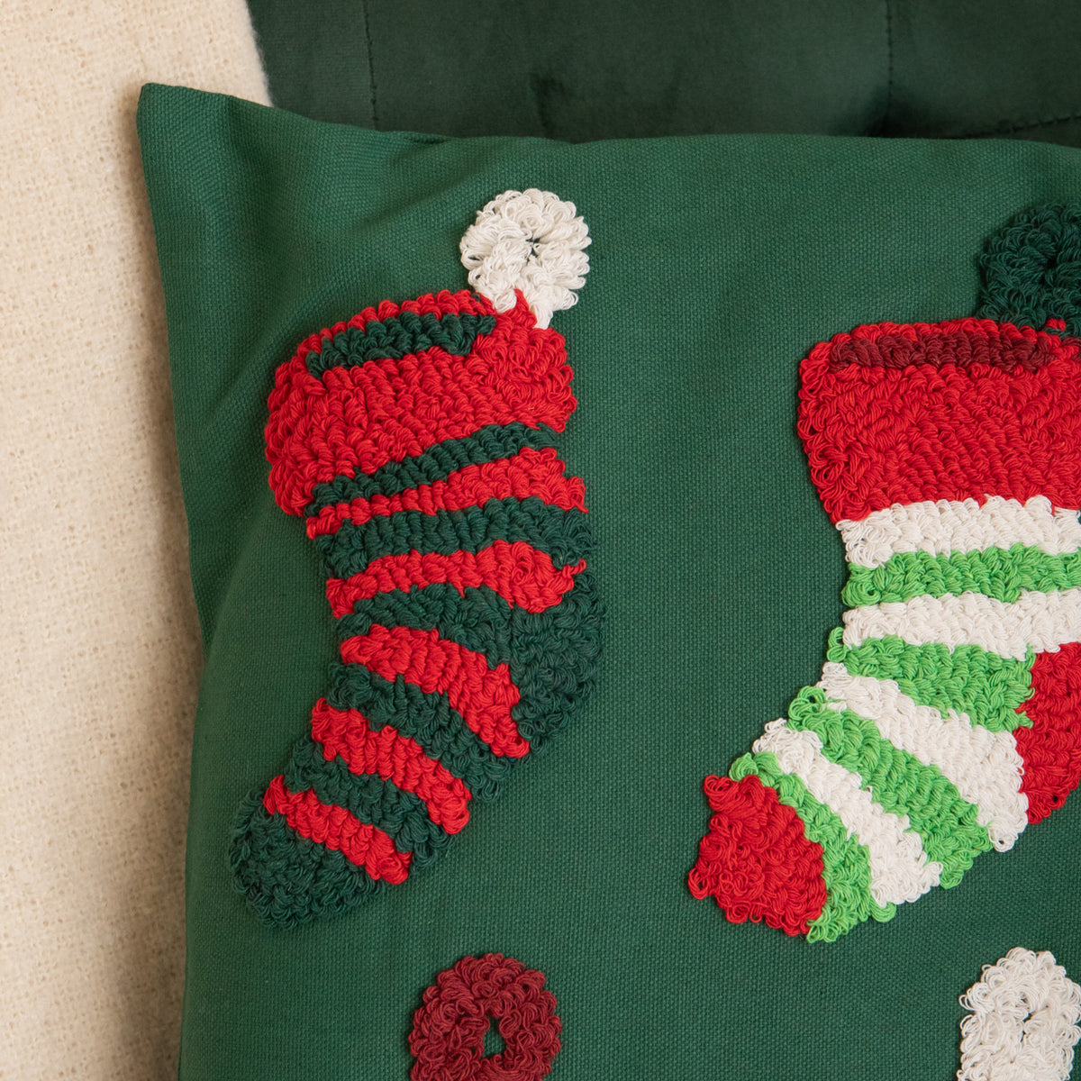 45cm Dark Green Soft Decorative Christmas Stocking Cushion