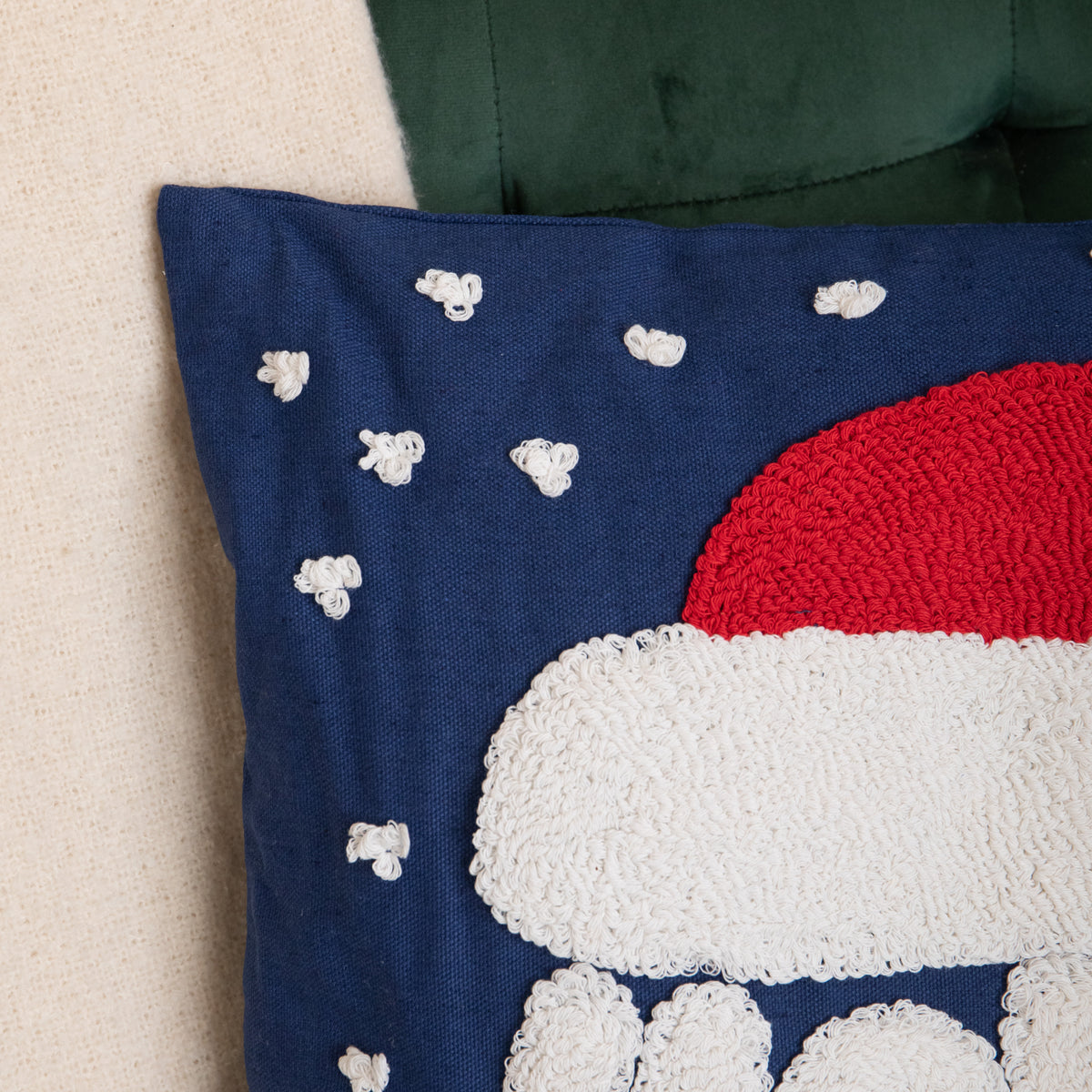 44cm Dark Blue Ho Ho Ho Santa Hat Soft Christmas Decorative Cushion 