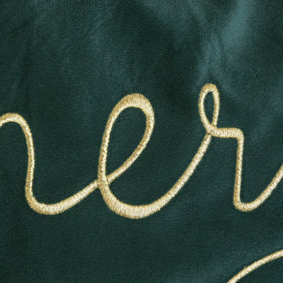 49cm Dark Green Christmas Decorative Merry Cushion with Gold Detail