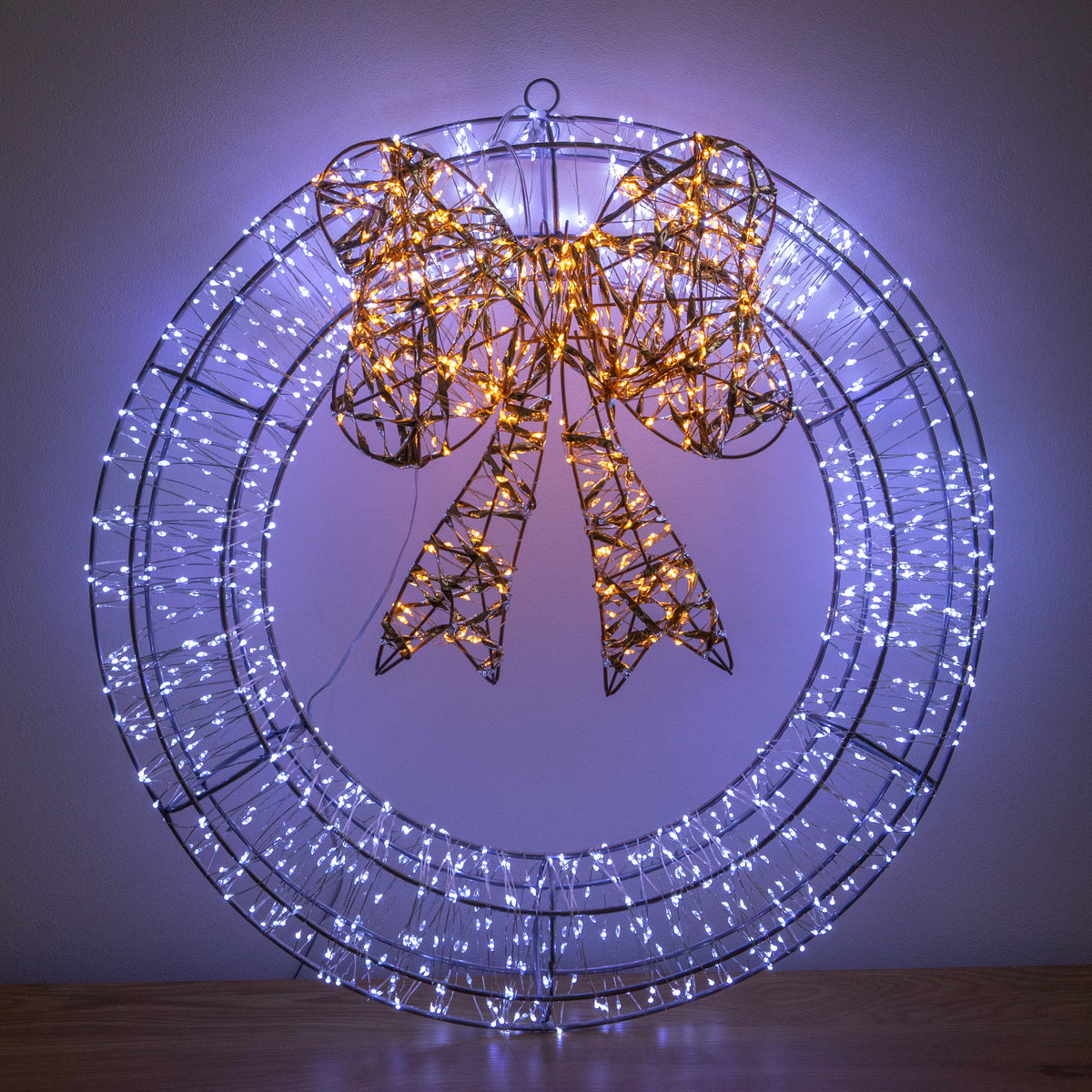 50cm Galaxy Christmas Wreath with 1440 Cool White & Antique White LEDs
