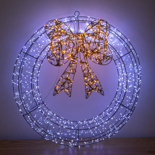 50cm Galaxy Christmas Wreath with 1440 Cool White & Antique White LEDs